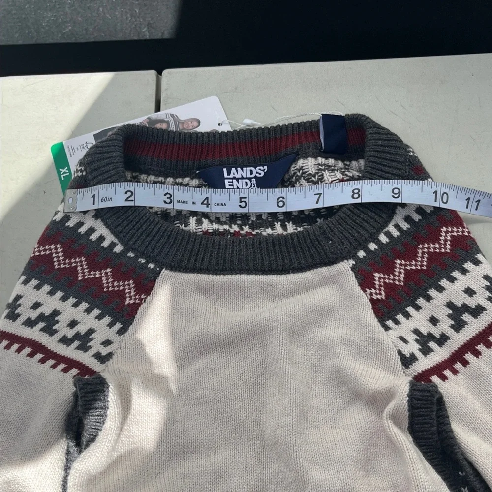 Lands' End Black and Cream Holiday Sweater XL Dog  NWT